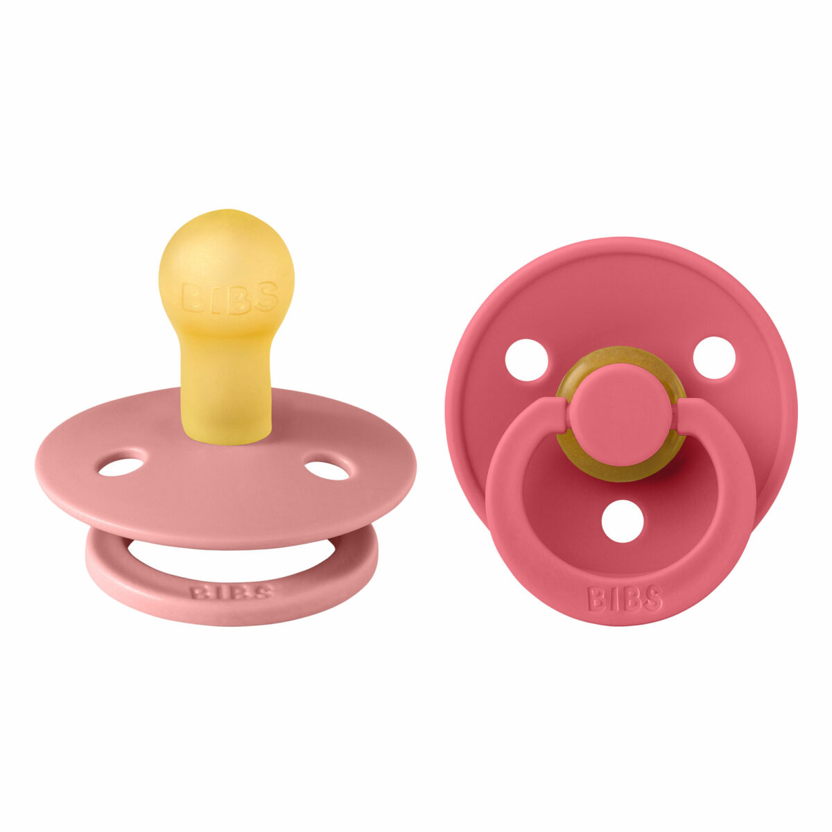 BIBS COLOUR Kaučukové Cumlíky 2 ks Dusty Pink - Coral CDC446